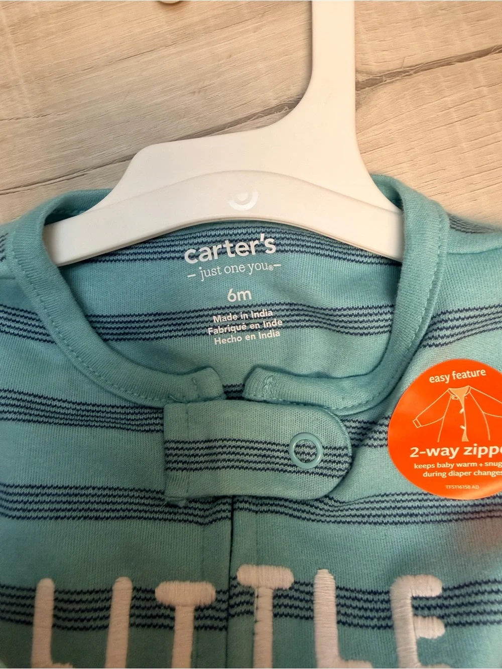 Carter's Teal and Navy Striped 'Little Brother' Footed One-Piece